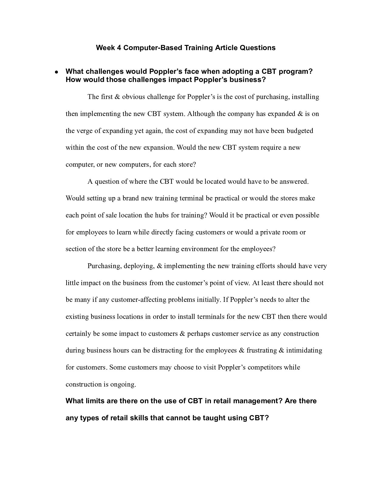 Preview image of BIS 318 Week 4 Individual Assignment Computer Based Training Article Questions.docx  Week document
